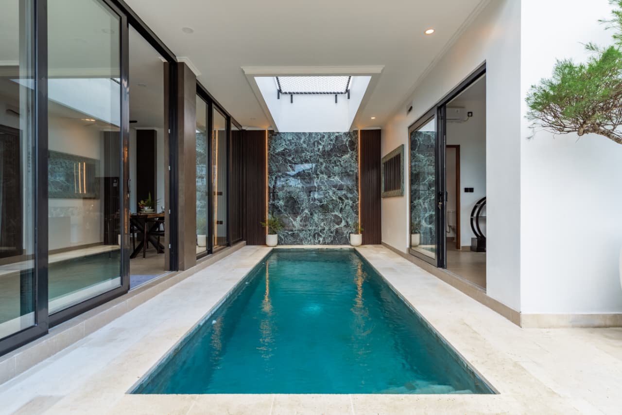 Private lap pool courtyard at Villa Ikigai
